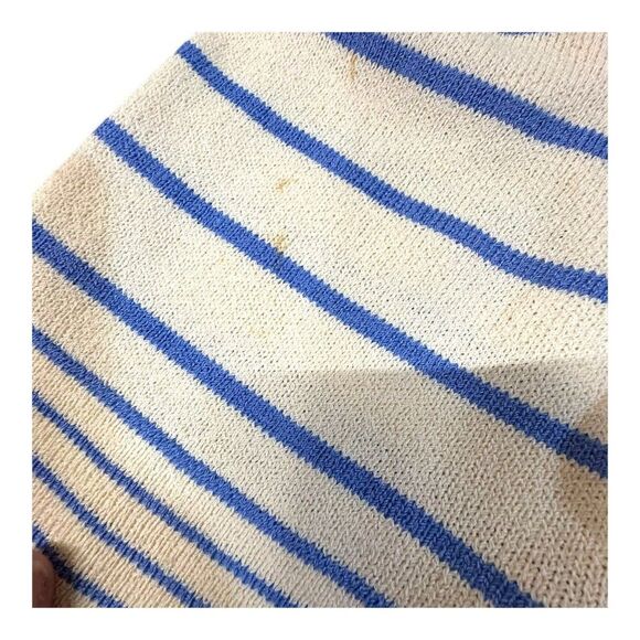 St. John Collection Blue & White Striped V Neck Button Up Cardigan Size 12 READ - Picture 7 of 9